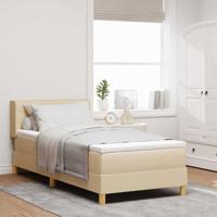 vidaXL Boxspringbed met Matras in Crème 90 x 190 cm - Stoffen Verstelbaar Hoofdbord, Afneembare Hoezen, Modern Ontwerp, Hoogwaardige Schuimframe, Slaapoppervlak voor Rustgevend Comfort