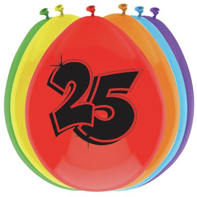 Leeftijd verjaardag thema ballonnen 25 jaar 8x stuks 29 cm