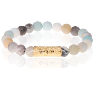 Kralen armband Frosted Amazoniet Tibetaanse kraal Goud