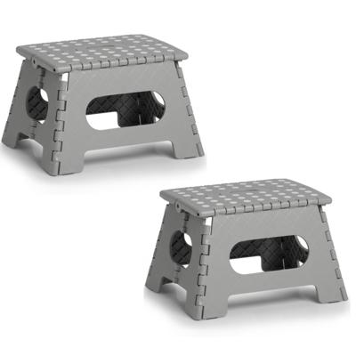 Zeller opvouwbaar opstapje/opstapkrukje - 2x stuks - grijs - 35 x 22 cm