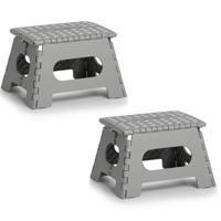 Zeller opvouwbaar opstapje/opstapkrukje - 2x stuks - grijs - 35 x 22 cm