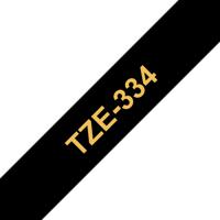 Brother TZe-334 Labeltape Tapekleur: Zwart Tekstkleur: Goud 12 mm 8 m - thumbnail