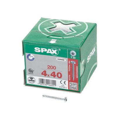 Spax Spaanplaatschroef cilinderkop verzinkt T-Star T20 4.0x40mm (per 200 stuks) Spax Spaanplaatschroef cilinderkop verzinkt T-Star T20 4.0x40mm (per 200 stuks)