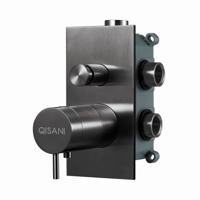 Inbouwkraan Qisani Flow Thermostatisch 2-weg Vierkant Geborsteld Gun Metal