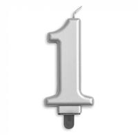 Kaars 1 jaar zilverkleurig luxe