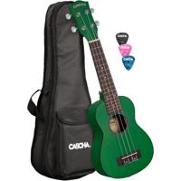 Cascha HH 2265L Premium Mahogany linkshandige sopraan ukelele set groen