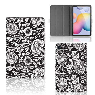 Samsung Galaxy Tab S6 Lite | S6 Lite (2022) Tablet Cover Black Flowers Samsung Galaxy Tab S6 Lite | S6 Lite (2022) Tablet Cover Black Flowers