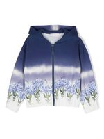 Monnalisa hoodie zippé à fleurs - Bleu