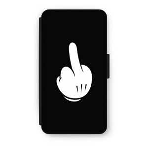 Middle finger black: iPhone XS Flip Hoesje