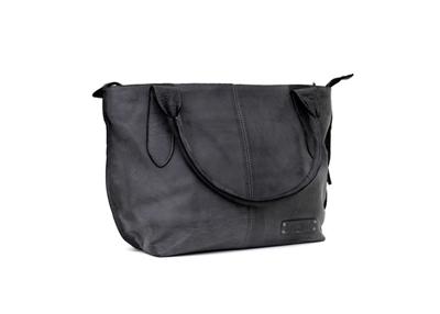 AVA leren damestas schoudertas shopper grijs