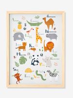 Lijst + poster Jungle-alfabet meerdere kleuren