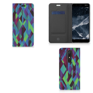 Nokia 5.1 (2018) Stand Case Abstract Green Blue