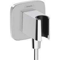 Hansgrohe FixFit Porter E handdouchehouder inclusief muuraansluitbocht vaste bevestigingspositie kunststof met terugslagklep chroom 26887000