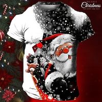 Grafisch Kerstman Dagelijks Ontwerper Retro vintage Voor heren 3D-afdrukken T-shirt Buitensporten Feestdagen Uitgaan Kerstmis T-shirt Wit Geel Blozend Roze Korte mouw Strakke ronde hals Overhemd Lightinthebox