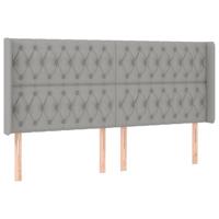 vidaXL Hoofdbord met randen 203x16x118/128 cm stof lichtgrijs, hoofdeinde, houten hoofdeinde, bedonderdeel, houten hoofdbord, slaapkamermeubel