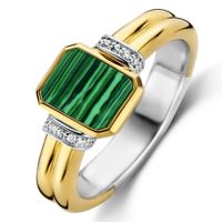 TI SENTO-Milano 12242MA Ring Malachiet zilver goudkleurig-groen Maat 48