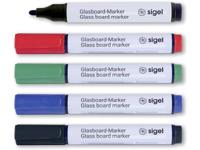 Sigel Glasmarker GL711 Zwart, Blauw, Rood, Groen GL711 5 stuks/pack