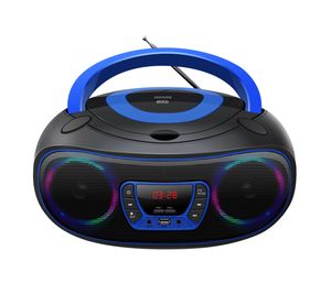 Denver Draagbare Boombox - Bluetooth - FM Radio met LED verlichting - CD Speler - AUX aansluiting - TCL212BT – Blauw