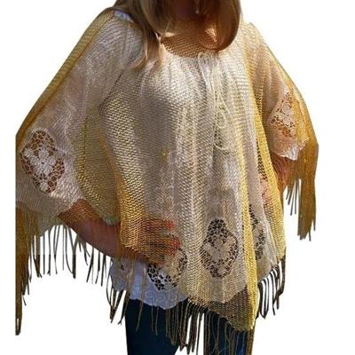 Verkleed visnet poncho/omslagdoek/stola - Dames - Goud - Carnaval party kleding Verkleed visnet poncho/omslagdoek/stola - Dames - Goud - Carnaval party kleding