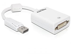 Delock 61765 DisplayPort / DVI Adapter [1x DisplayPort stekker - 1x DVI-bus 24+5-polig] Wit Met Ferrietkern 12.00 cm