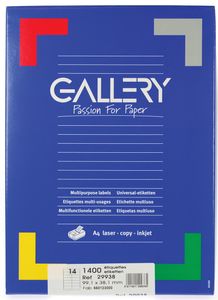 Gallery witte etiketten ft 99,1 x 38,1 mm (b x h), ronde hoeken, doos van 1.400 etiketten