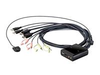 Monoprice 2-poorts USB DisplayPort-kabel KVM-schakelaar, 4096X2160@30Hz met externe poortselector, ondersteunt microfoon en luidsprekers