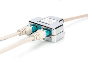 Digitus RJ45 Netwerk Adapter CAT 5, CAT 5e [2x RJ45-stekker - 1x RJ45-stekker] Grijs