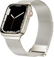 By Qubix - Milanese band - Sterrenlicht/Starlight - Extra sterke magneet - Compatible met Apple Watch 38mm / 40mm / 41mm / 42mm - Compatible Apple