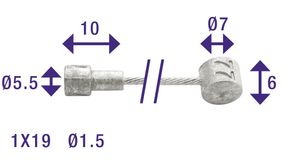 Elvedes Rem binnenkabel 2250mm draads/verzinkt ø1,5mm en koppeling-nippel (op kaart)