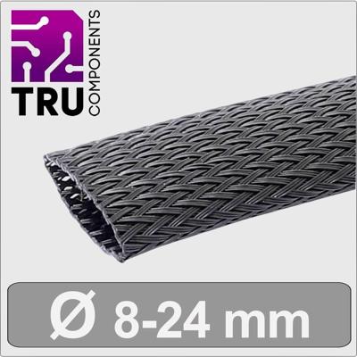 TRU COMPONENTS TC-13377556 T24CA105 Gevlochten slang Zwart Polyester 8 tot 24 mm per meter TRU COMPONENTS TC-13377556 T24CA105 Gevlochten slang Zwart Polyester 8 tot 24 mm per meter