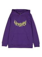 Versace Kids hoodie en coton à logo imprimé - Violet - thumbnail