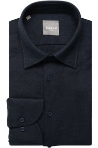 fakts Slim Fit Overhemd Marine, Effen