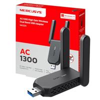 Mercusys MA32H AC1300 WLAN-stick voor pc, USB WLAN-adapter met 2 x zeer winnende antennes, MU-MIMO, WPA3, USB 3.0, alleen compatibel met Windows 10/11