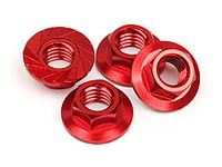 HPI - Serrated flange nut m4 (red/4pcs) (87269)