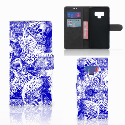 Telefoonhoesje met Naam Samsung Galaxy Note 9 Angel Skull Blauw
