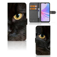 OPPO A78 5G | A58 5G Telefoonhoesje met Pasjes Zwarte Kat - thumbnail