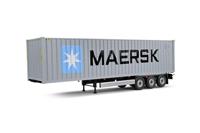 SOLIDO 1:24 Container Trailer Blauw