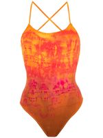 Amir Slama maillot de bain tie-dye à broderies - Orange - thumbnail