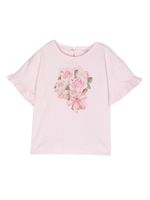 Monnalisa t-shirt volanté à fleurs - Rose