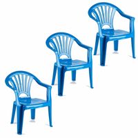 3x stuks kinderstoelen blauw kunststof 35 x 28 x 50 cm