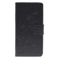 Shop4 - iPhone 11 Hoesje - Wallet Case Bloemen Vlinder Zwart