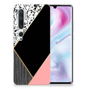 Xiaomi Mi Note 10 Pro TPU Hoesje Zwart Roze Vormen