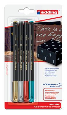 Fineliner edding 1200/4 1-3 mm mtl gd/zi/gn/rd Fineliner edding 1200/4 1-3 mm mtl gd/zi/gn/rd