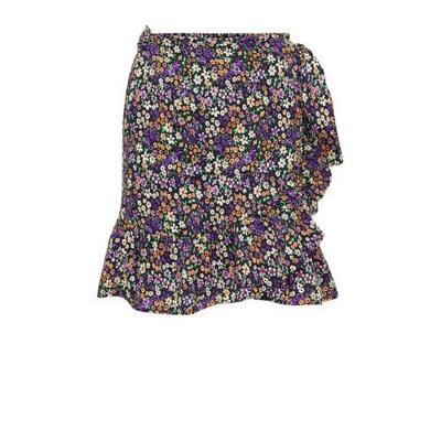 ONLY gebloemde wikkelrok ONLOLIVIA zwart/paars/groen/oranje ONLY gebloemde wikkelrok ONLOLIVIA zwart/paars/groen/oranje