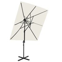 Zweefparasol met dubbel dak 250x250 cm zandkleurig - thumbnail