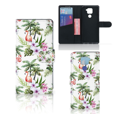 Xiaomi Redmi Note9 Telefoonhoesje met Pasjes Flamingo Palms Xiaomi Redmi Note9 Telefoonhoesje met Pasjes Flamingo Palms