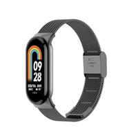 By Qubix - Milanese bandje - Zwart - Compatible met Xiaomi Smart Band 8 & 9 - Compatible Xiaomi bandje