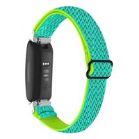 By Qubix - Compatible met Fitbit Inspire 3 - Elastische solo loop nylon bandje - Mintgroen - Compatible fitbit bandje