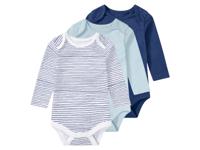 lupilu 3 baby rompertjes (74/80, Strepen/donkerblauw/blauw)