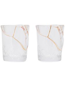 Seletti lot de deux verres en cristal à liserés contrastants - Or